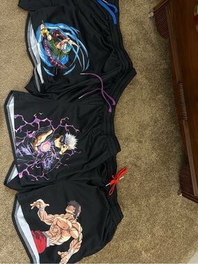 Invicta Black Athletic Gym Lifting Shorts with Anime Graphics